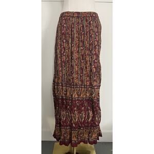 CJ Banks Colorful Crinkle Maxi Skirt Broomstick Boho Gypsy Festival Cotton India